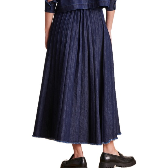 la fée maraboutée Long pleated skirt in raw denim - Picture 2 of 6